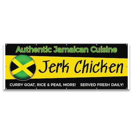 Signmission Authentic Jamaican Cuisine Jerk Chicken Curry Goat Banner Concession Stand Food Truck Single Sided B-120-30009